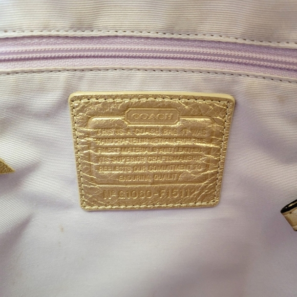 Coach Purse / Handbag Gold & Canvas - Picture 6 of 7